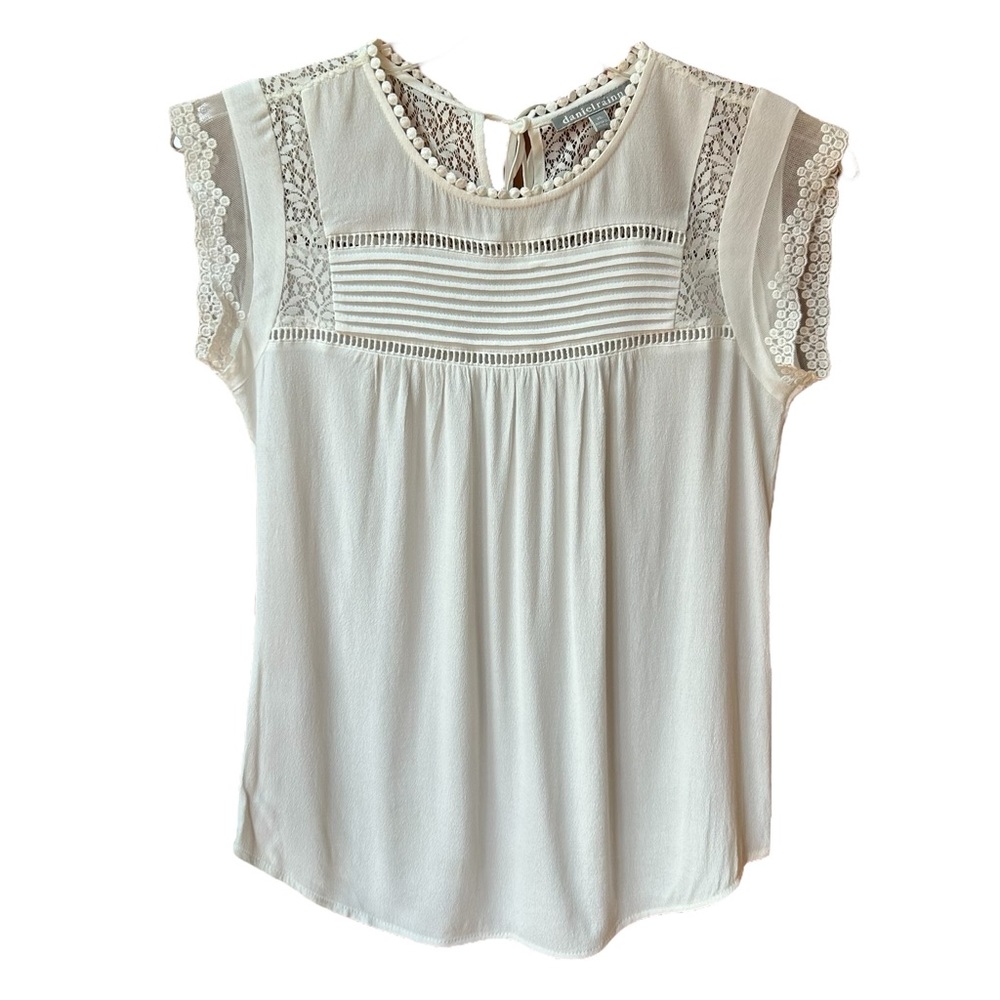 Daniel Rainn White Crocheted Lace Sleeveless Top XS